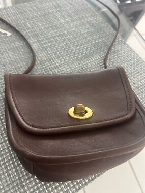 Coach Brown Leather Crossbody with Gold Turnlock